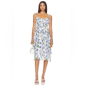 Amanda Uprichard Adelina Dress in Margate Floral Tiered Ruffle Midi Easter Dress